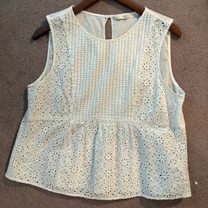 ZARA Elegant White Eyelet Sleeveless Top